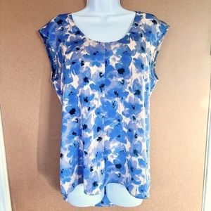 J Crew Printed Cap-Sleeve Shirttail Blouse